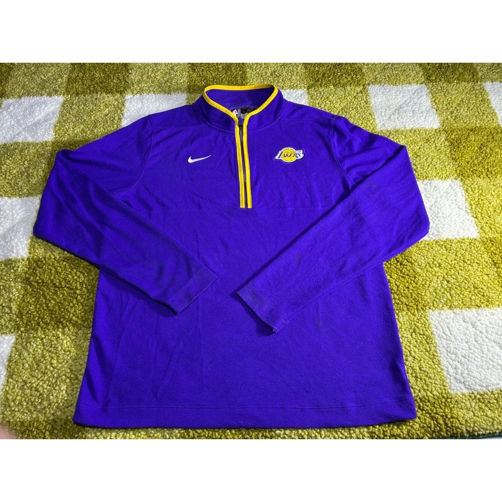 Nike NBA Los Angeles Lakers Purple Quarter Zip‎ Pullover Dri-FIT Mens Large
